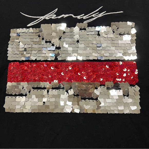 YXL Collection Oversized Short Sleeve Embellished Beads Black Red T- Shirt Top1X - Picture 7 of 9